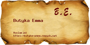 Butyka Emma névjegykártya